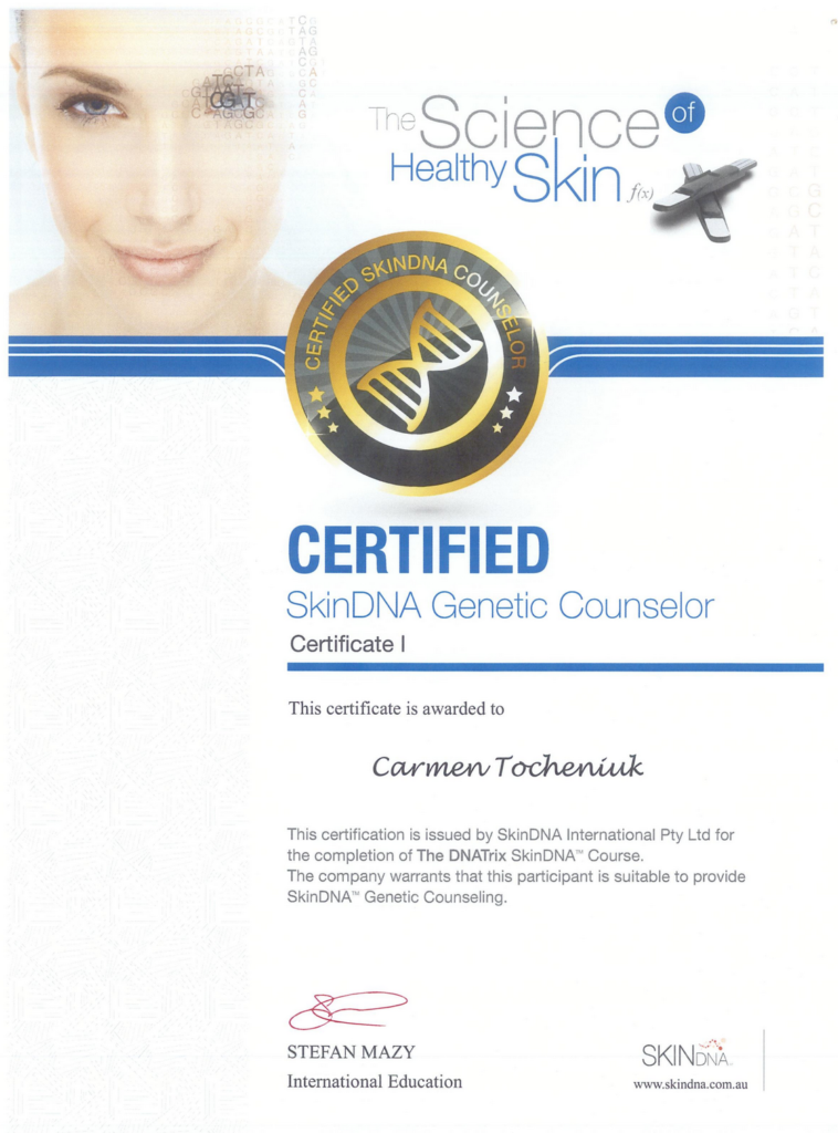 DNA Skin counsellor certificate