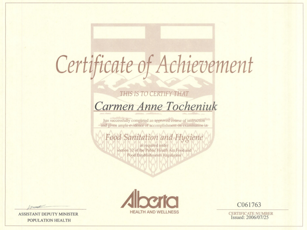 certificate of achivement alberta health and wellness